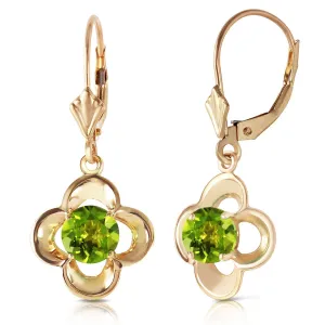 1.1 Carat 14K Solid Yellow Gold Adriatic Sea Peridot Earrings