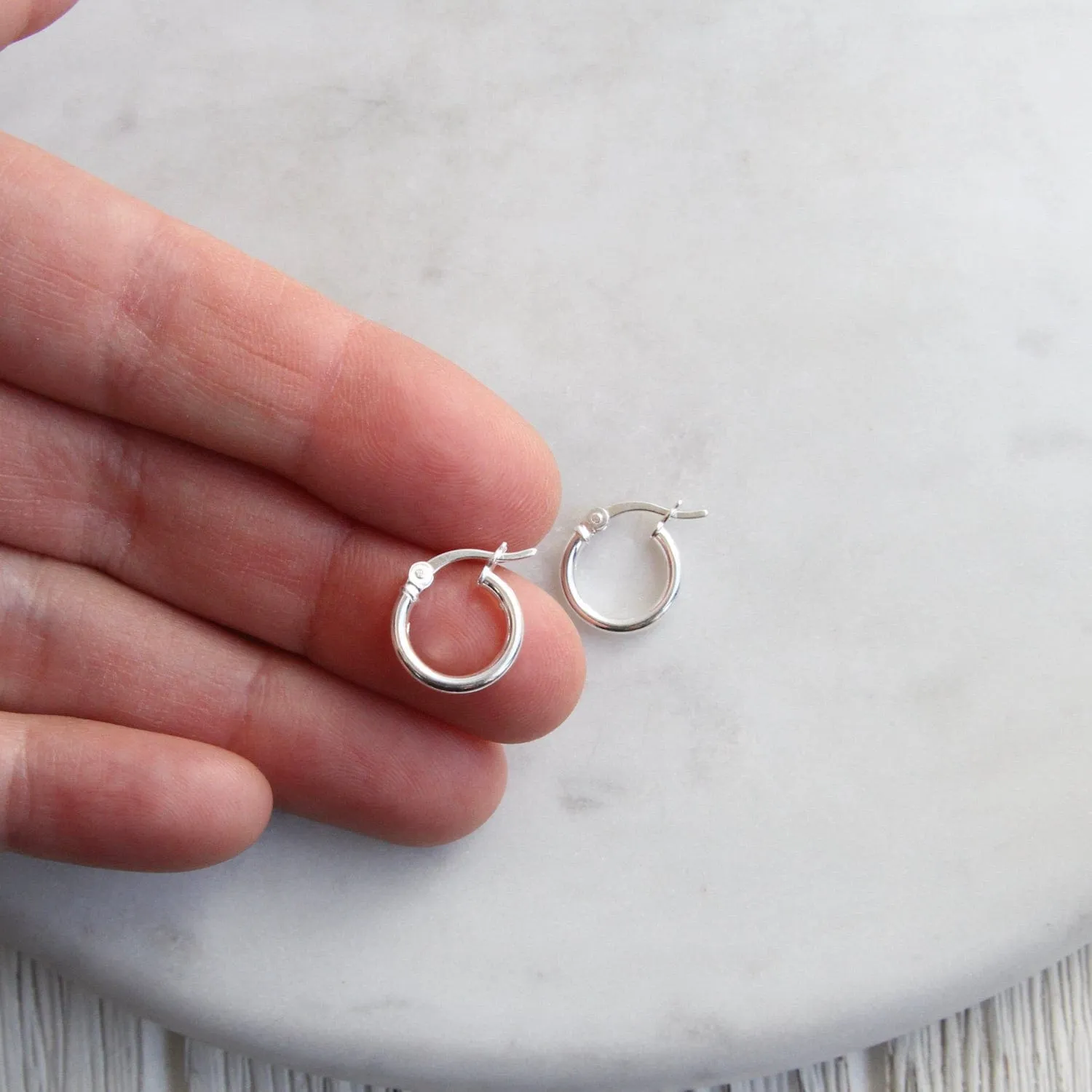 12mm Sterling Silver Tube Hoop