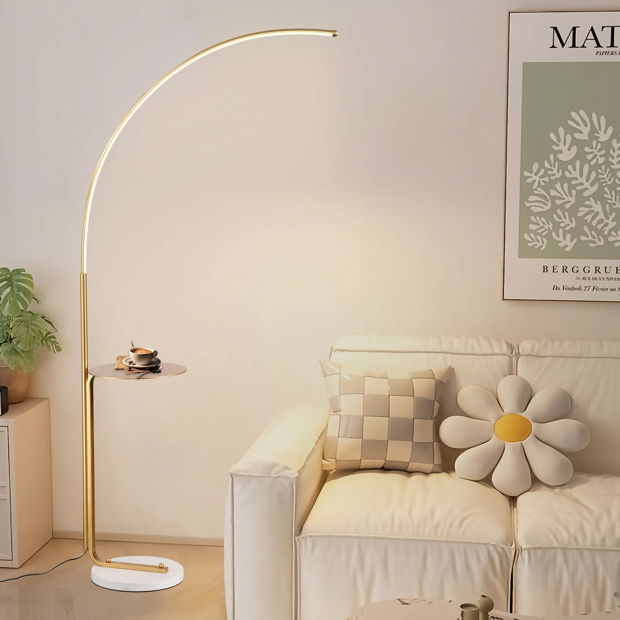 12W LED Floor Lamp, Standing Lamp Tall Industrial Floor Lamp Reading for Bedroom, Office ,Gold Color