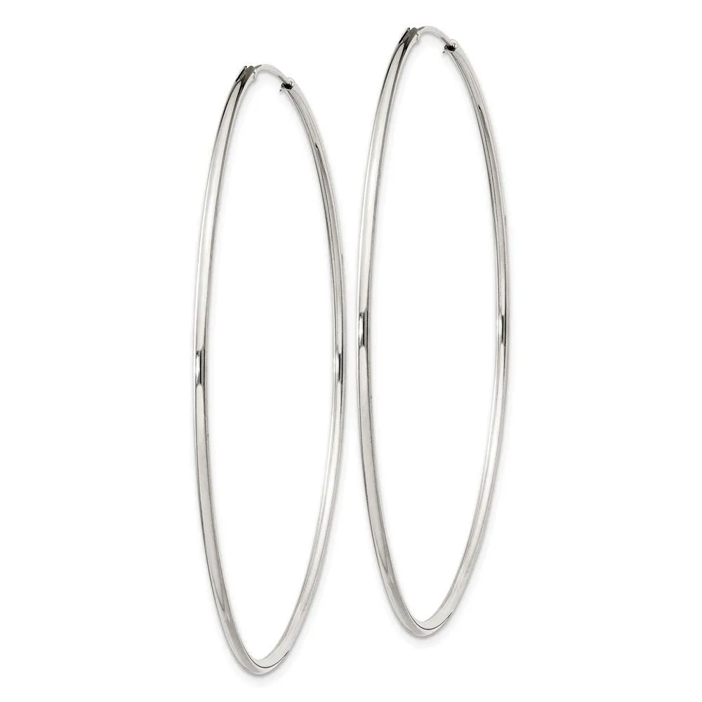 1.3mm, Sterling Silver, Endless Hoop Earrings - 54mm (2 1/8 Inch)