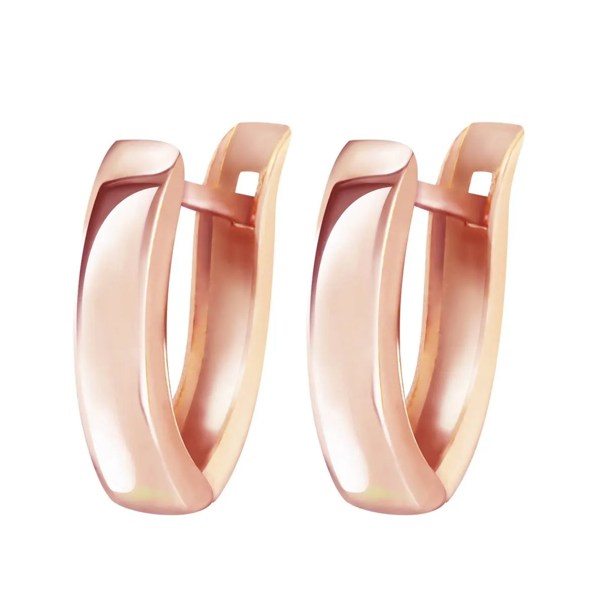 14K Solid Rose Gold Grace Huggie Earrings