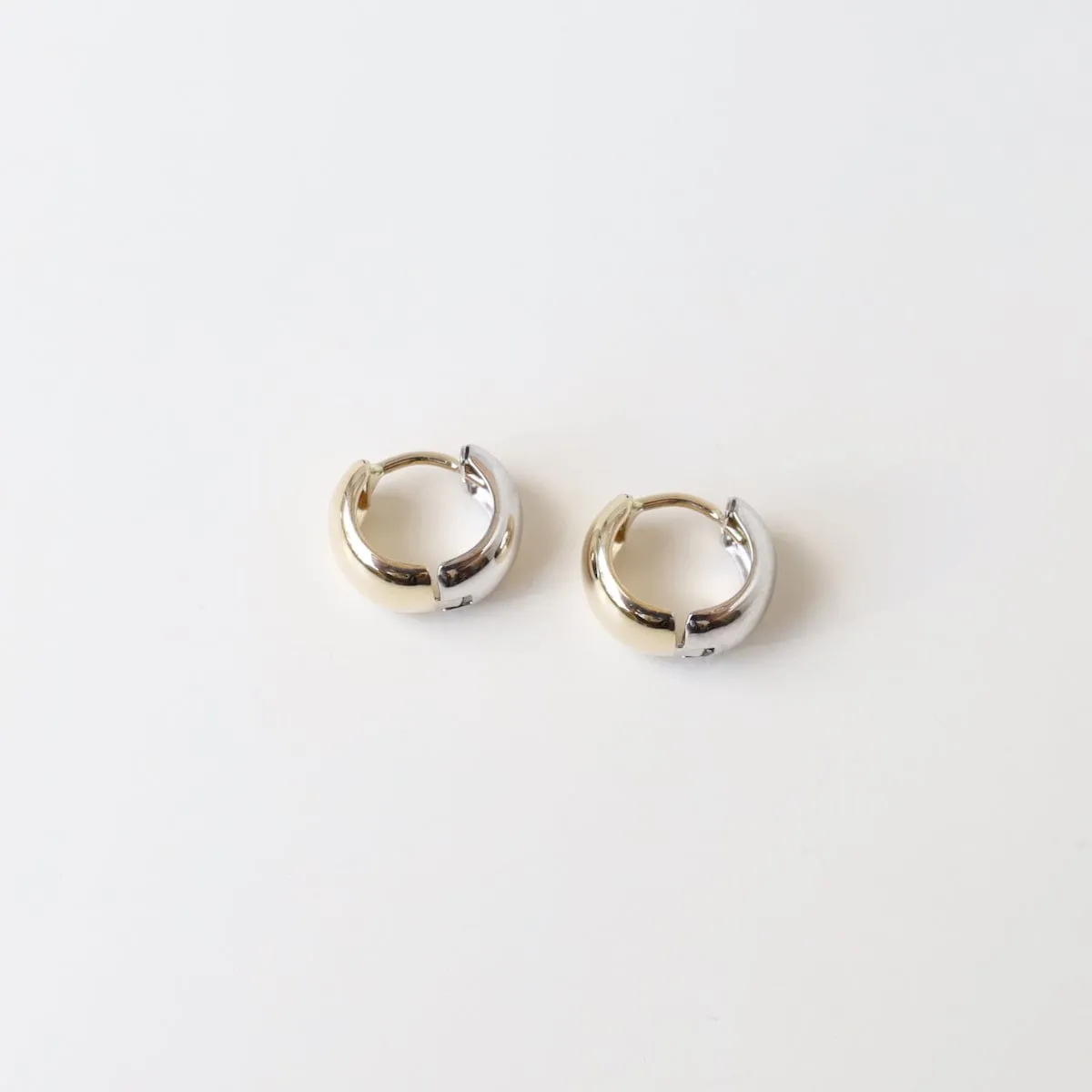 14k White & Yellow Gold Huggies - 11mm