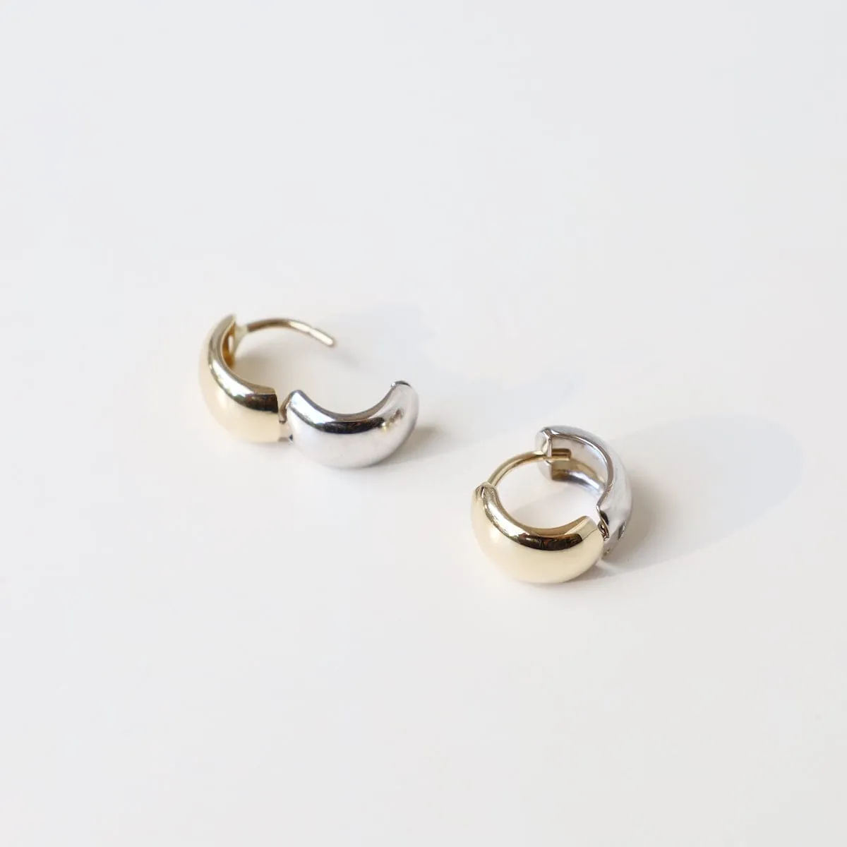 14k White & Yellow Gold Huggies - 11mm