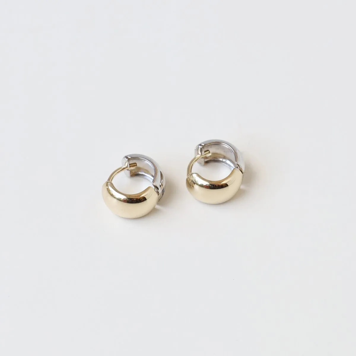 14k White & Yellow Gold Huggies - 11mm