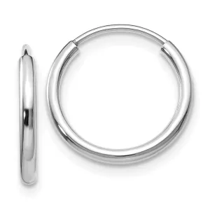 1.5mm, 14k White Gold Endless Hoop Earrings, 13mm (1/2 Inch)