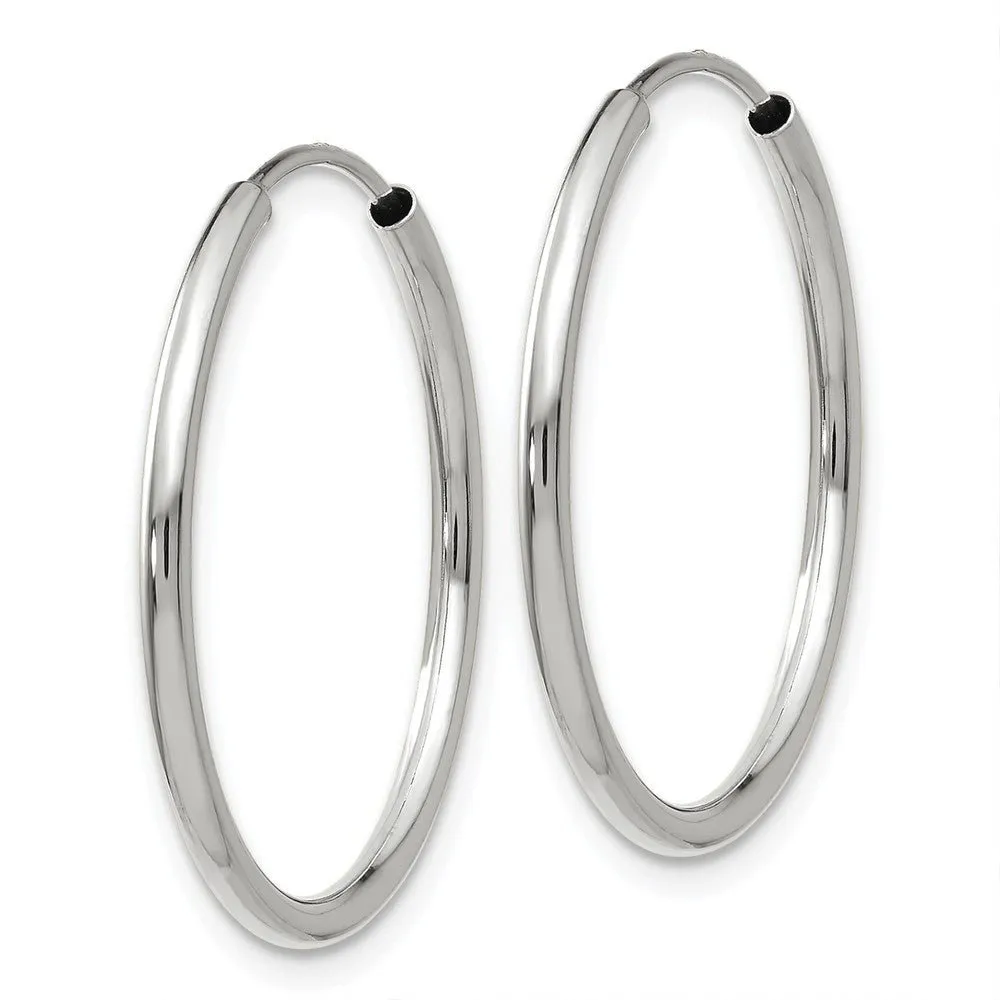 1.5mm, 14k White Gold Endless Hoop Earrings, 22mm (7/8 Inch)