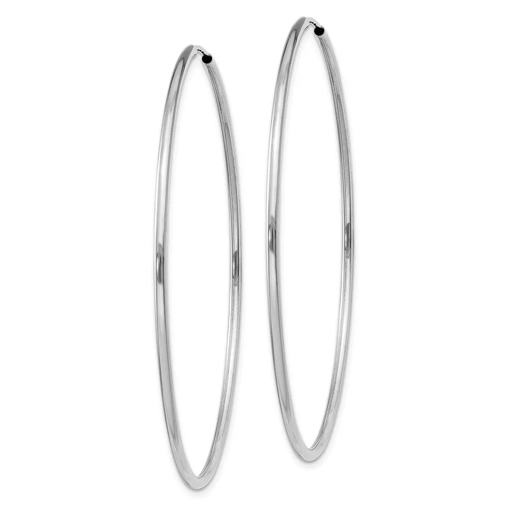 1.5mm, 14k White Gold Endless Hoop Earrings, 52mm (2 Inch)