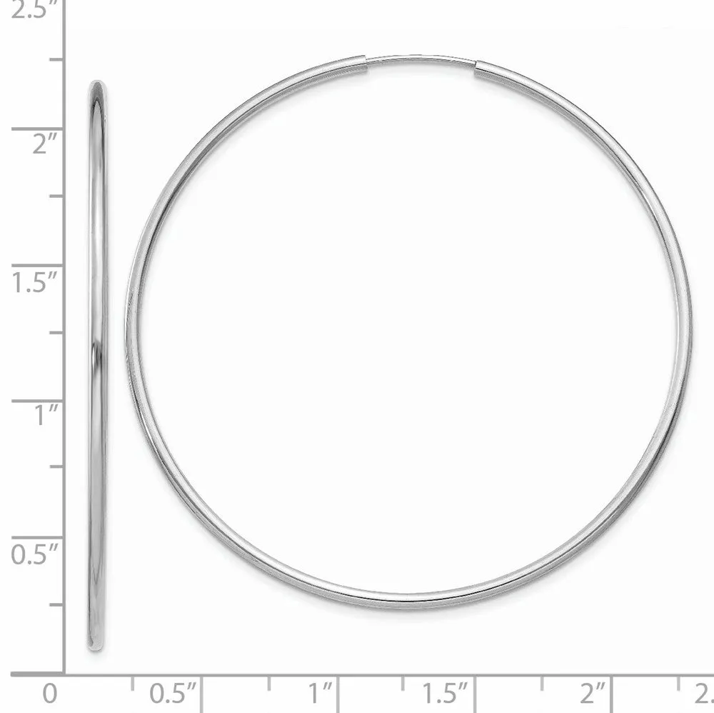 1.5mm, 14k White Gold Endless Hoop Earrings, 52mm (2 Inch)