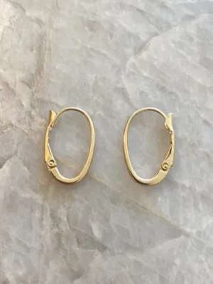 18k Gold Filled Simple Oval Thin Hoops