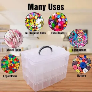 3 Layer jewellery organizer box with 30 Adjustable Dividers Earring Storage Box