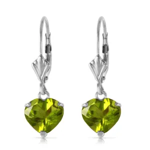 3.25 Carat 14K Solid White Gold Leverback Earrings Natural Peridot