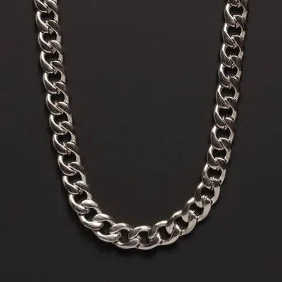 7mm St Steel Curb Chain Necklace 22"