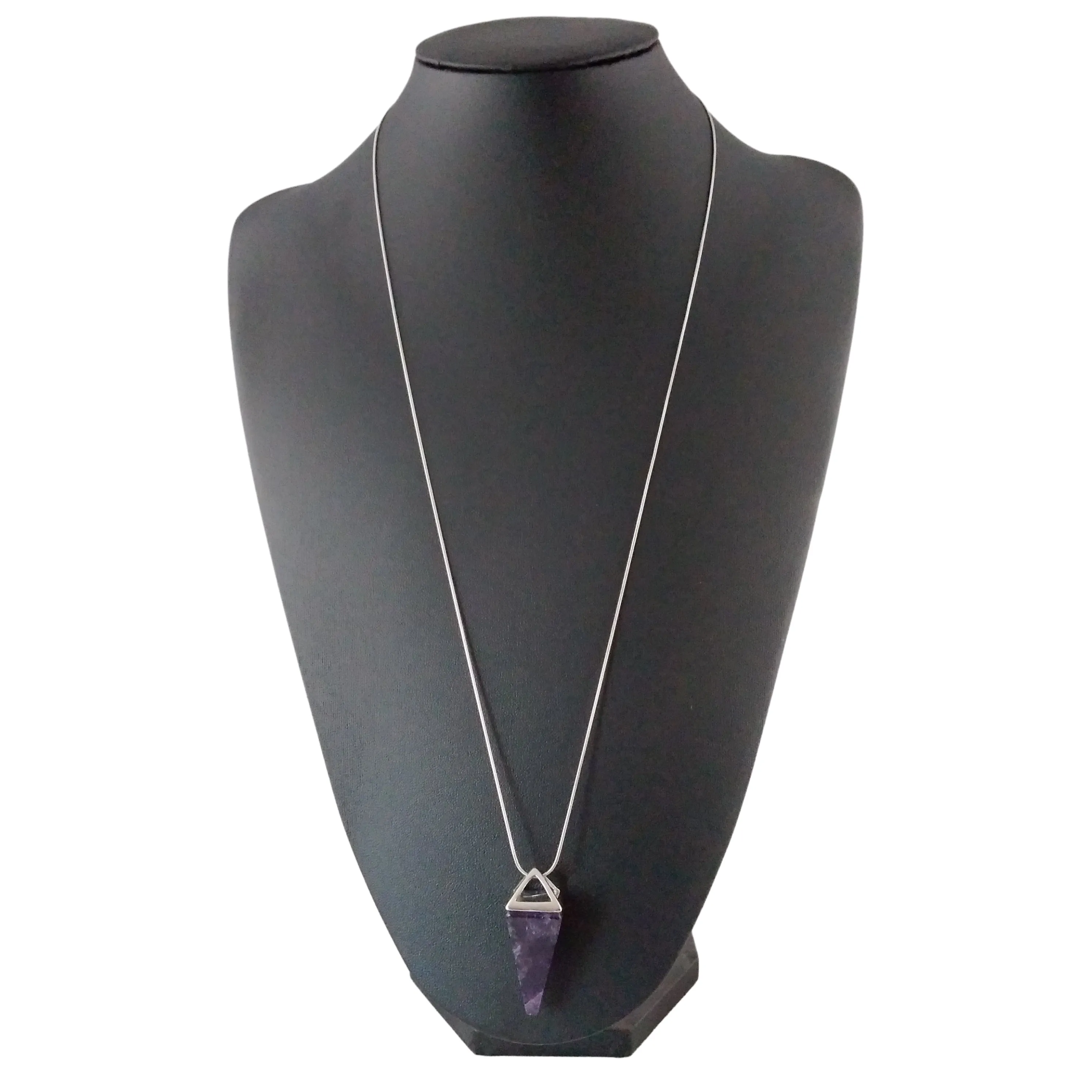 Amethyst Silver Pendulum Necklace