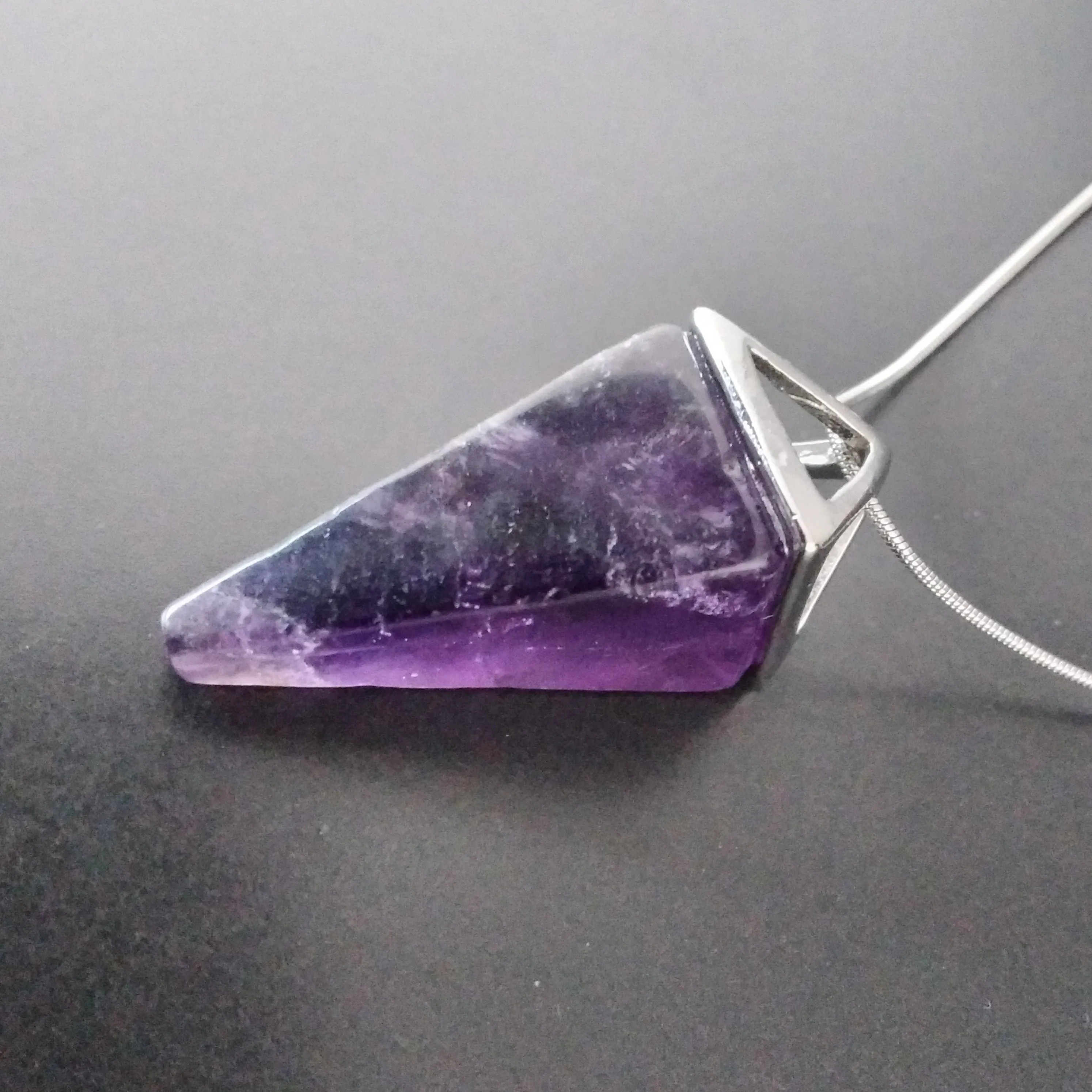 Amethyst Silver Pendulum Necklace