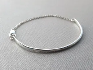 Bar & Chain Bracelet, Minimalist Bracelet, Sterling Silver Bracelet,Minimalist Jewelry,Modern Jewelry, Stacking Bracelet,Curved Bar Bracelet