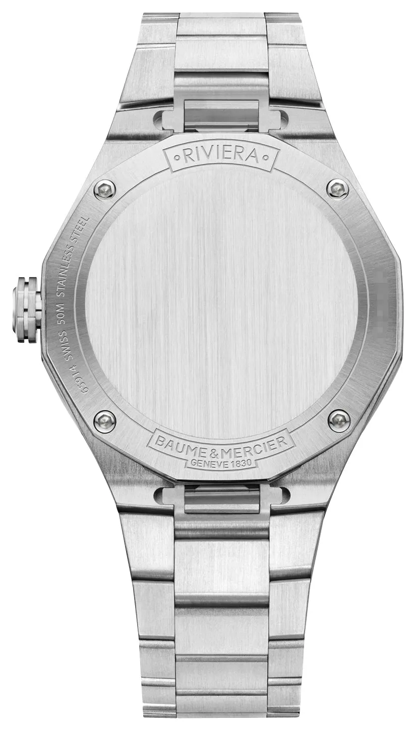 Baume & Mercier Riviera Stainless Steel Mother-of-Pearl Dial Diamonds Date Quartz Womens Watch M0A10662