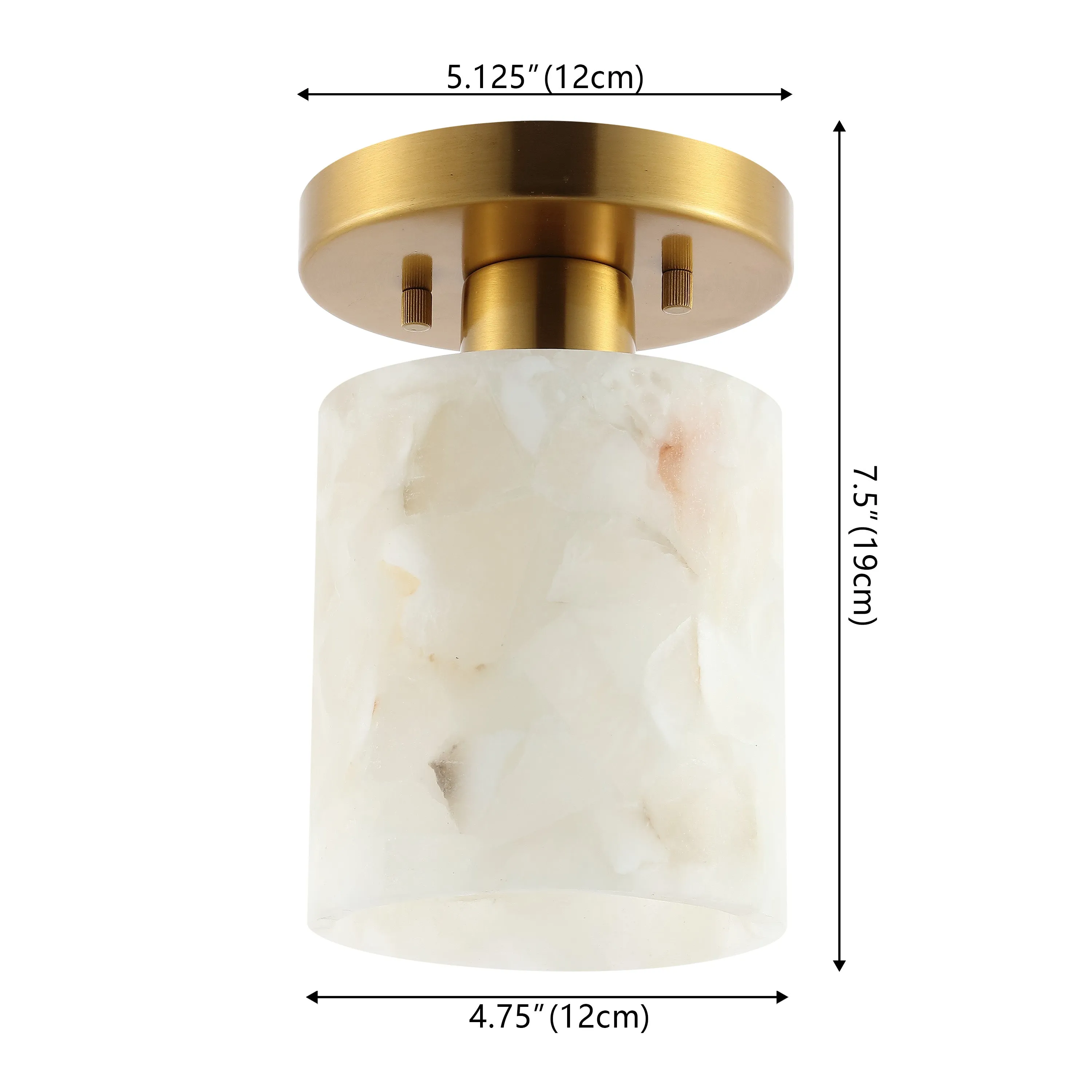 Beachcrest 5.13" 1-Light Modern Contemporary Alabaster/Iron Cylinder LED Semi Flush Mount