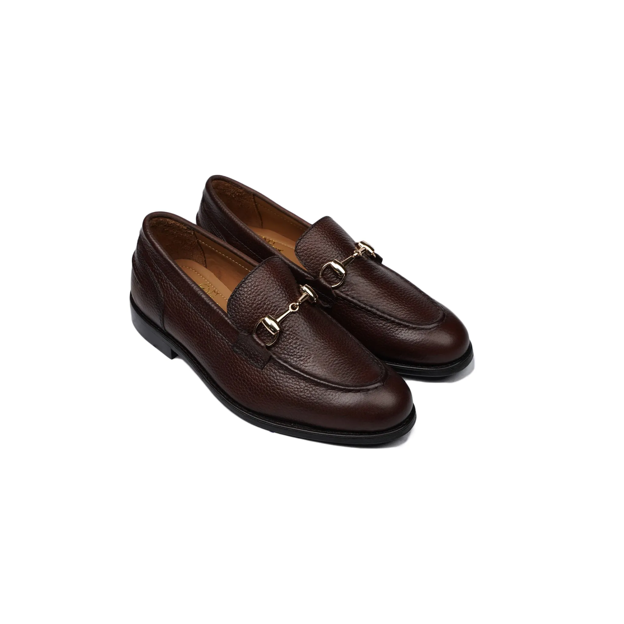 Beltran - Kid's Dark Brown Pebble Grain Leather Loafer (5-12 Years Old)