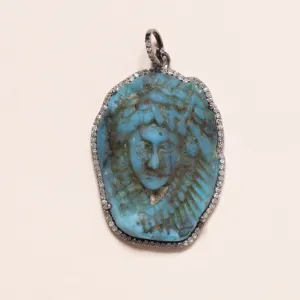 Blue Jasper Turquoise Face Pendant