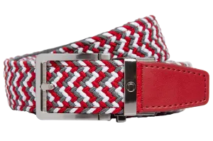 Braided Scarlet, Grey & White, 1 3/8 Strap, Golf Belt