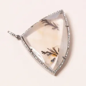 Dendritic Clear Crystal and Diamond Pendant