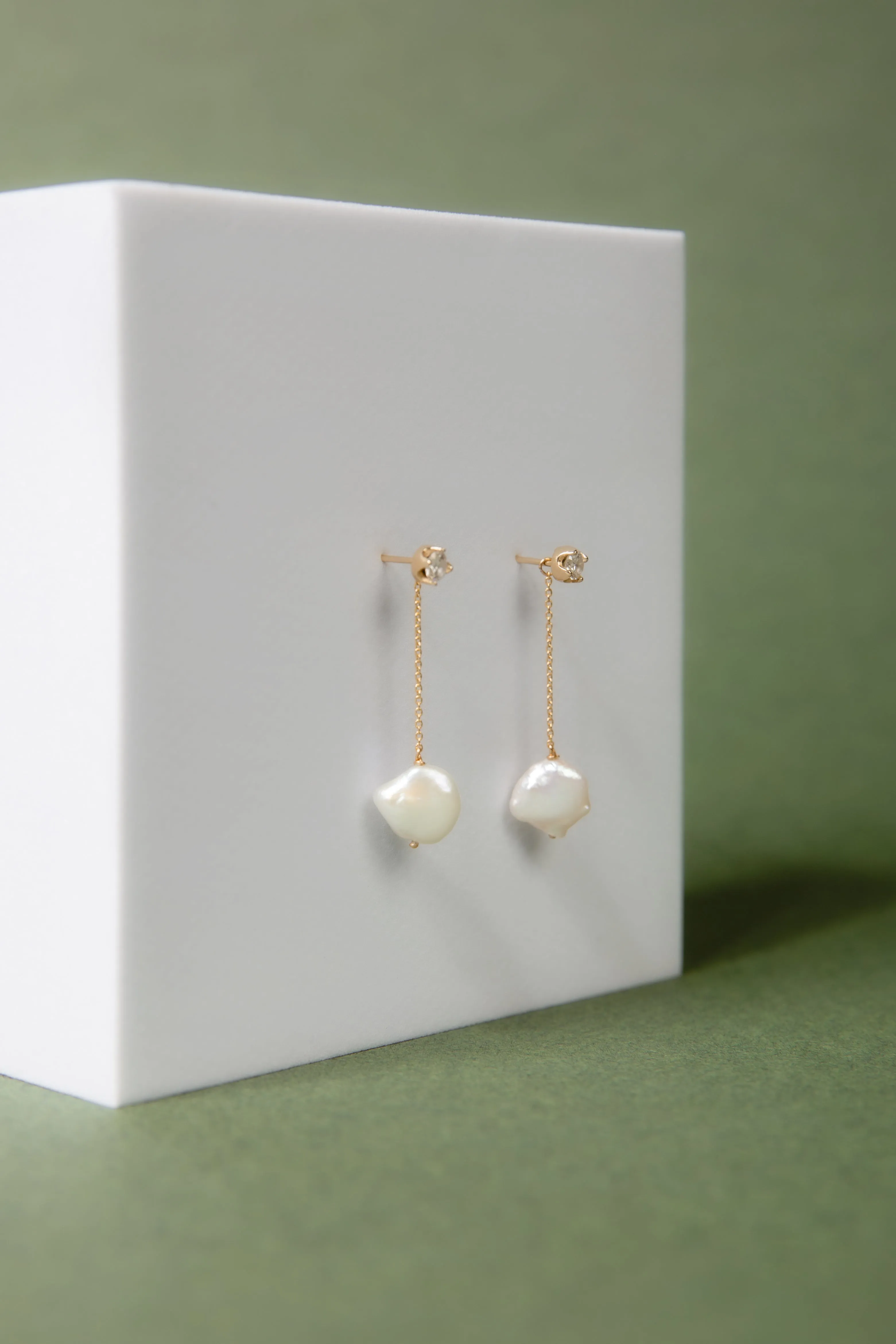 Detachable Pearl and Chain Drops for Earrings, Solid 18k Gold