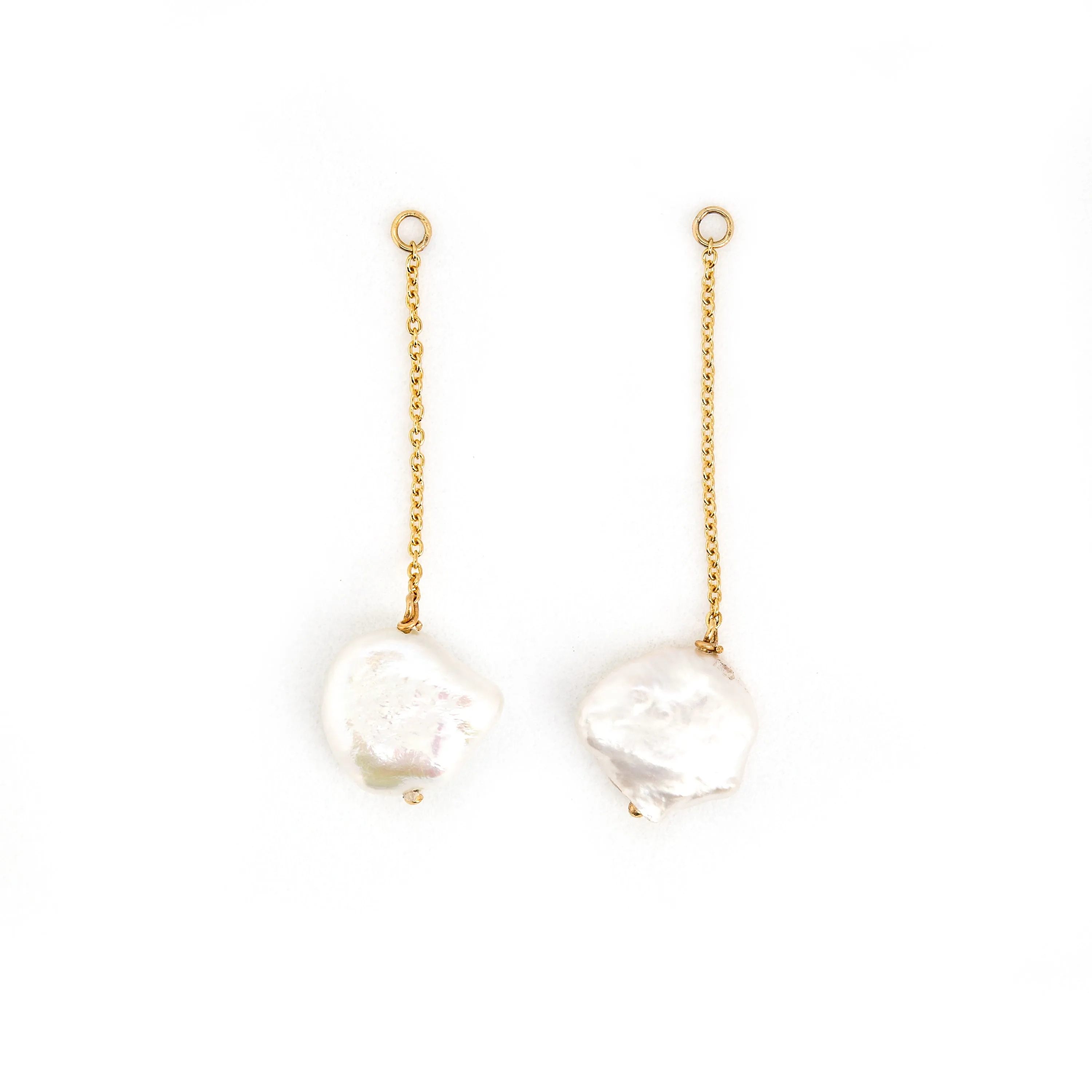 Detachable Pearl and Chain Drops for Earrings, Solid 18k Gold