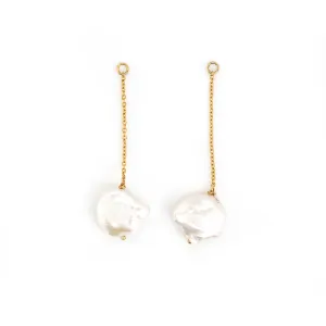 Detachable Pearl and Chain Drops for Earrings, Solid 18k Gold