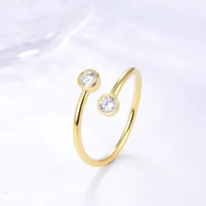 Dual CZ Classic Ring Gold Vermeil