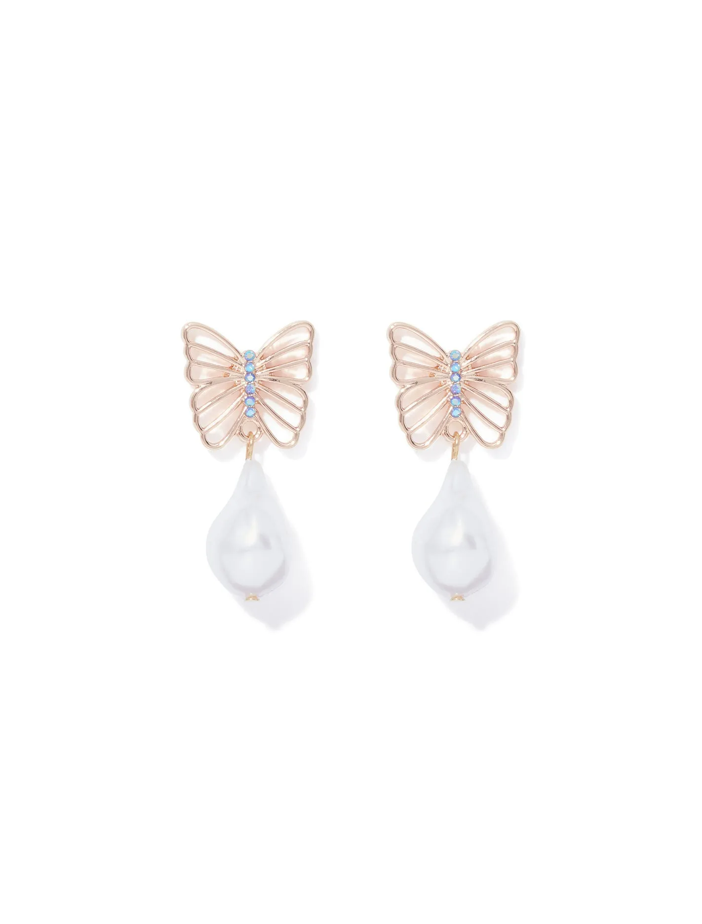 Elysia Butterfly & Pearl Earrings