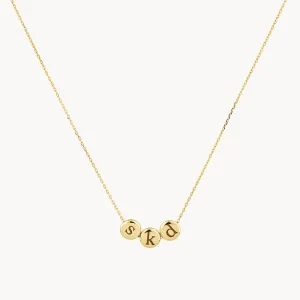 Engravable Sliding Triple Button Necklace in 10k Gold