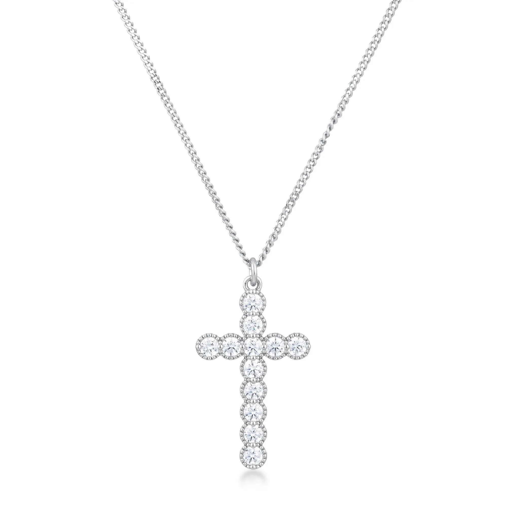 Erin Micro Beaded Rose Gold CZ Cross Pendant