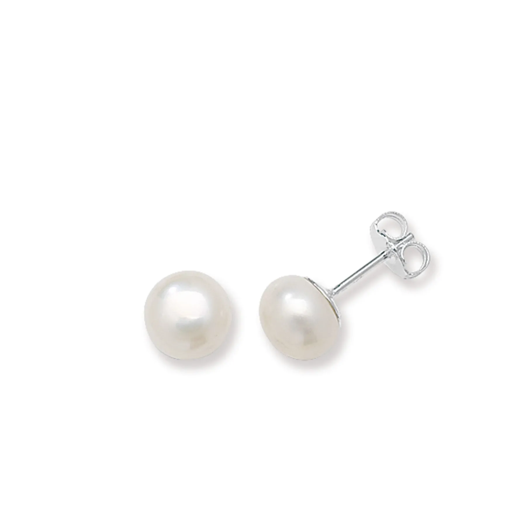 Freshwater Pearl Stud Earrings 8mm  - Sterling Silver