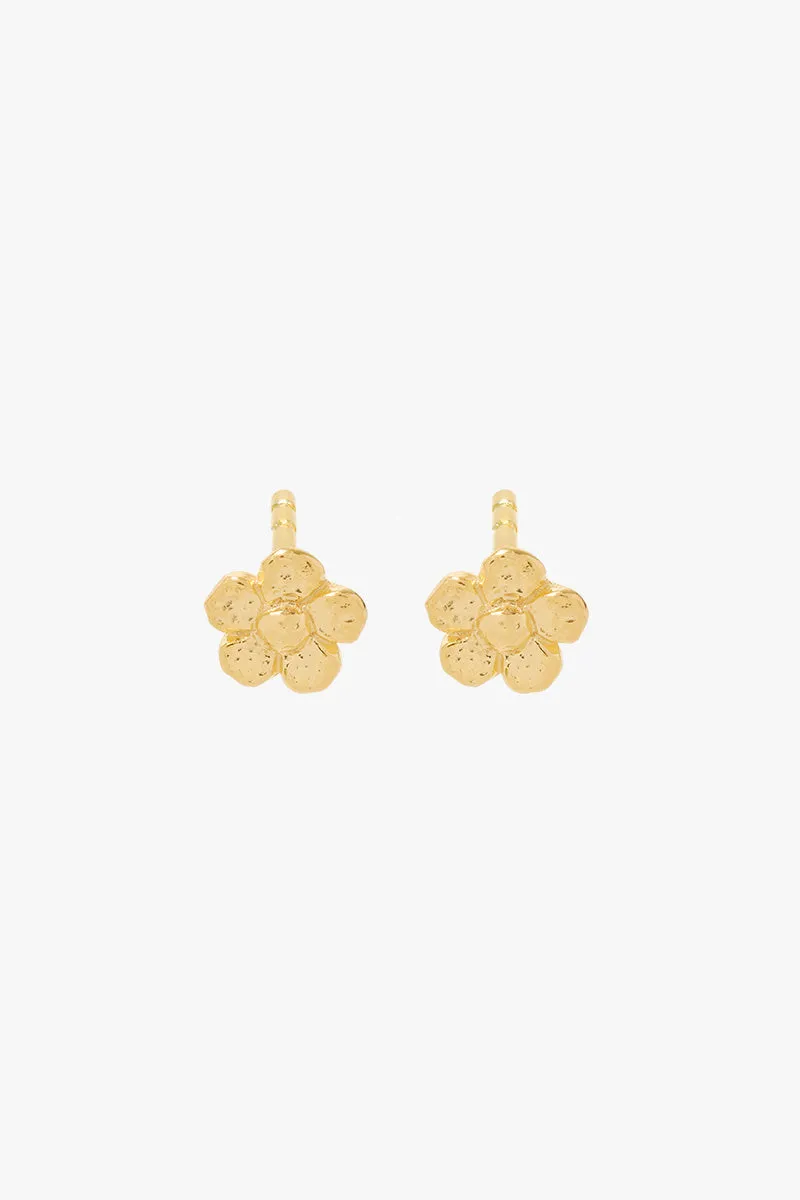 Hammered Flower Stud Gold Plated