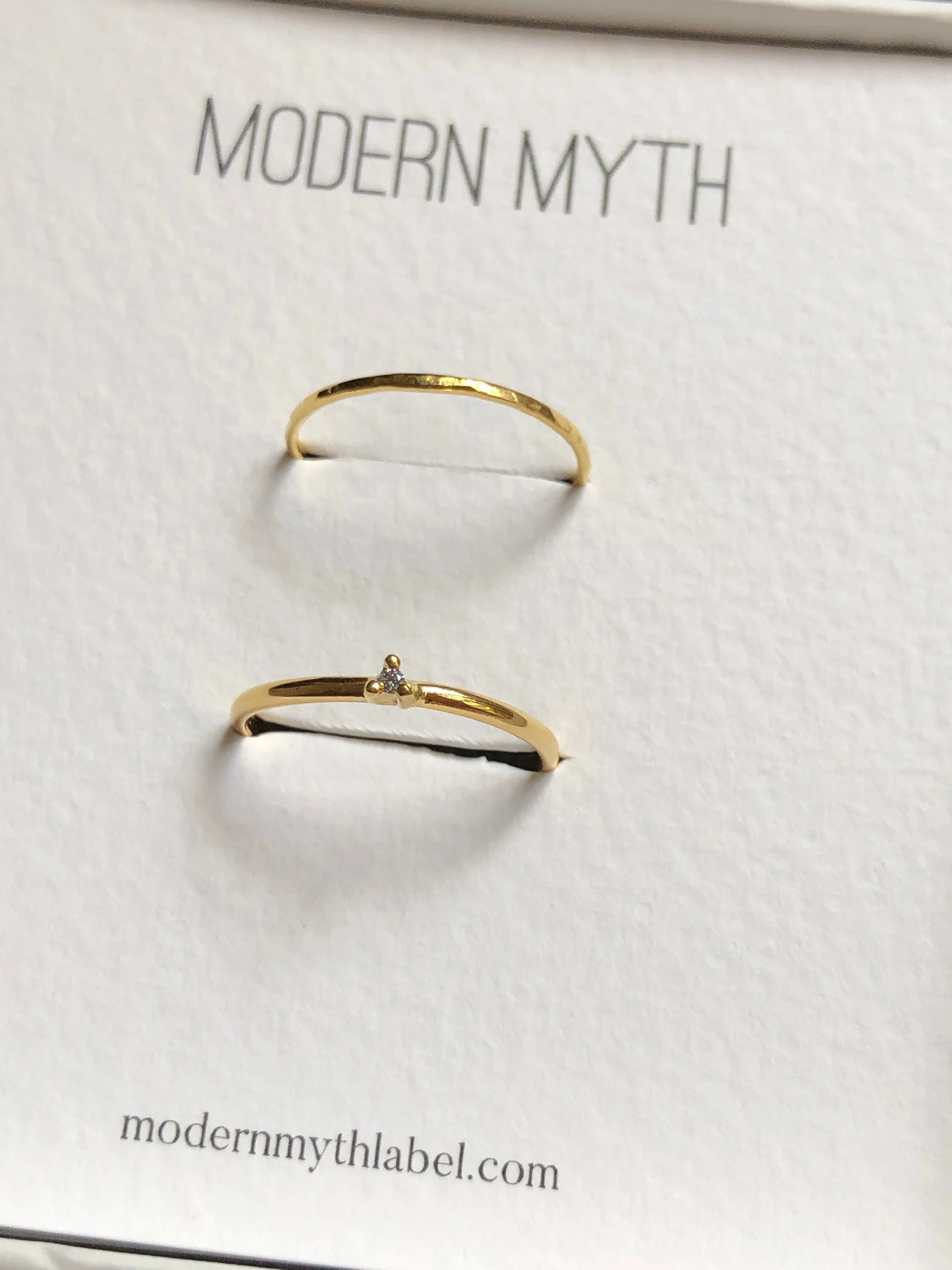 Hammered Skinny Ring, Solid 14k Gold