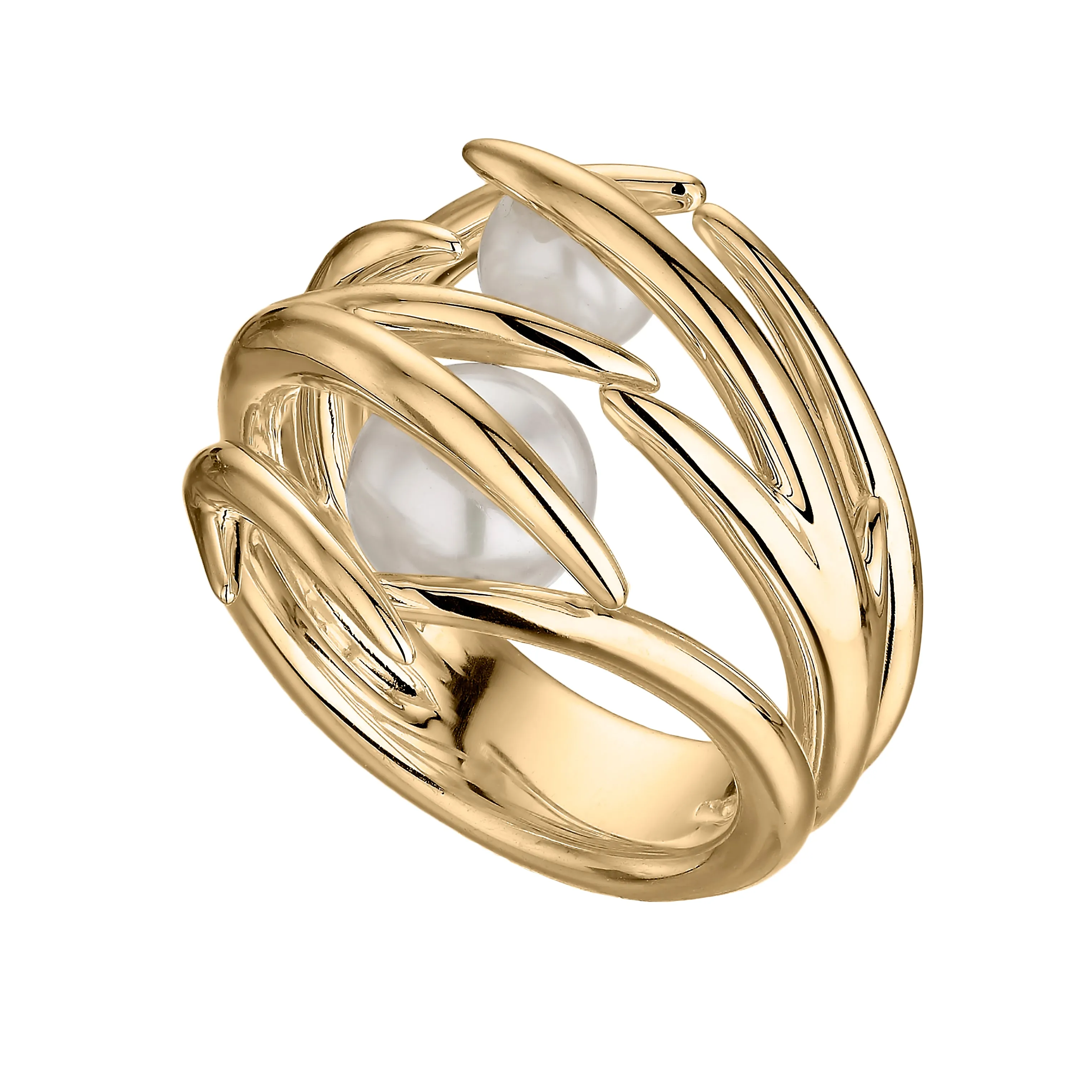 Hooked Pearl Ring - Yellow Gold Vermeil