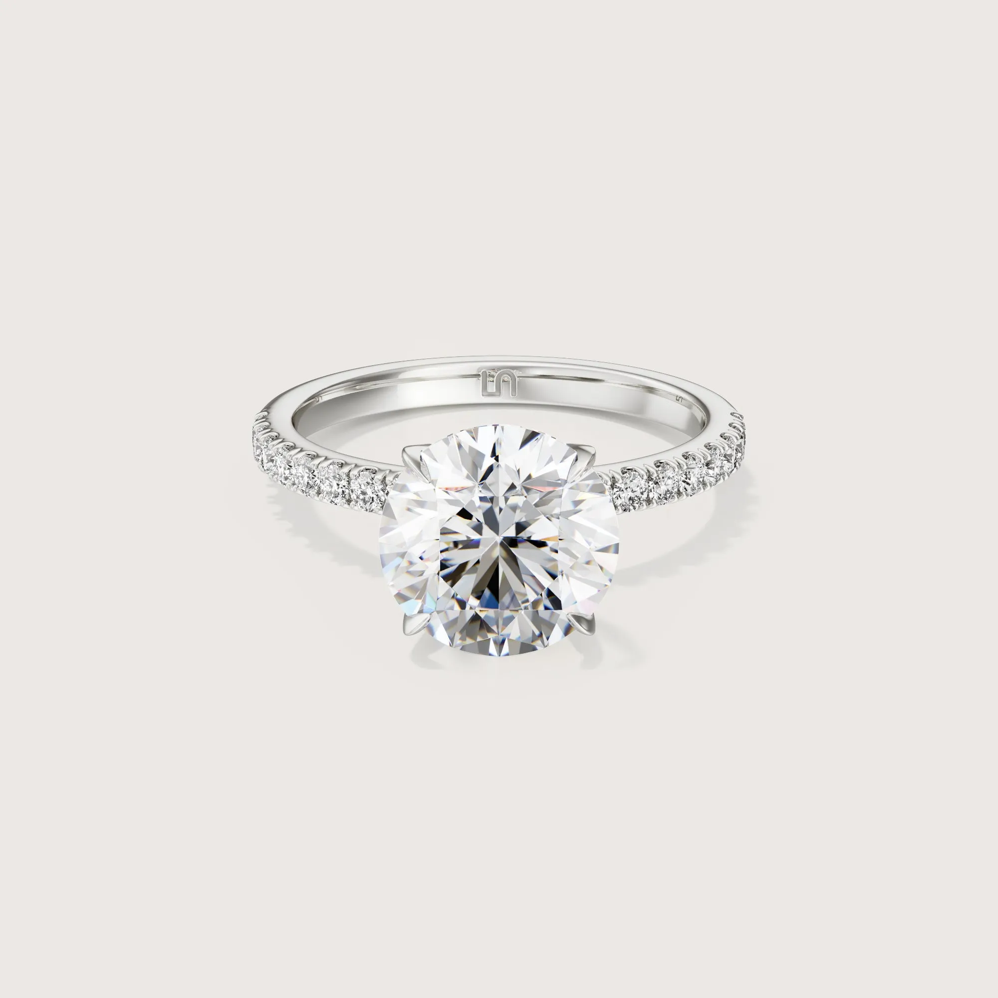 Icon Round Solitaire - 4 claw - Diamond Band