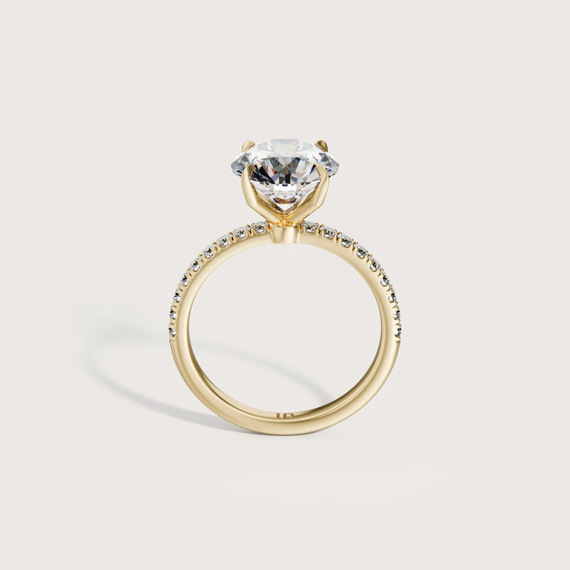 Icon Round Solitaire - 4 claw - Diamond Band