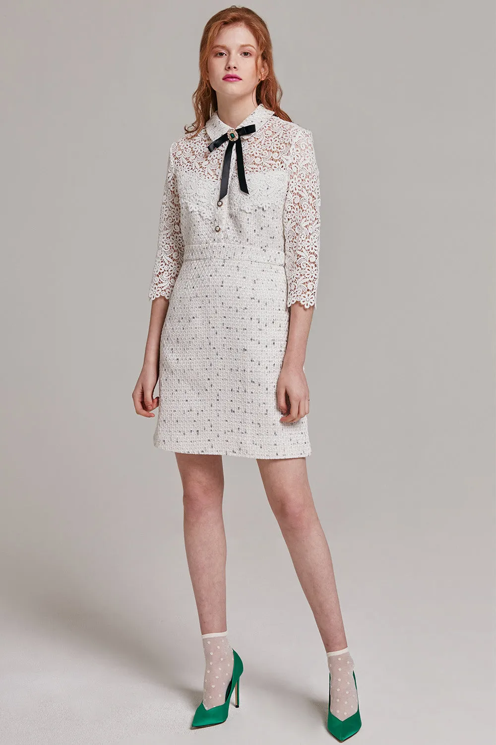 Jackie Tweed and Lace Dress