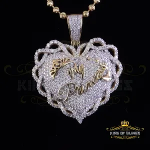 King Of Bling's King's 6.00ct Real Moissanite Sterling Silver Yellow MY PRINCESS Heart Pendant