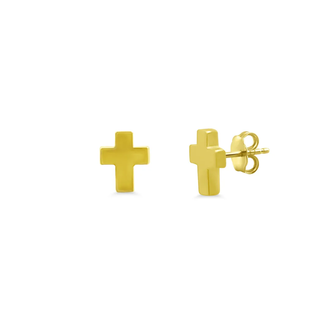 Mini Gold Cross Stud