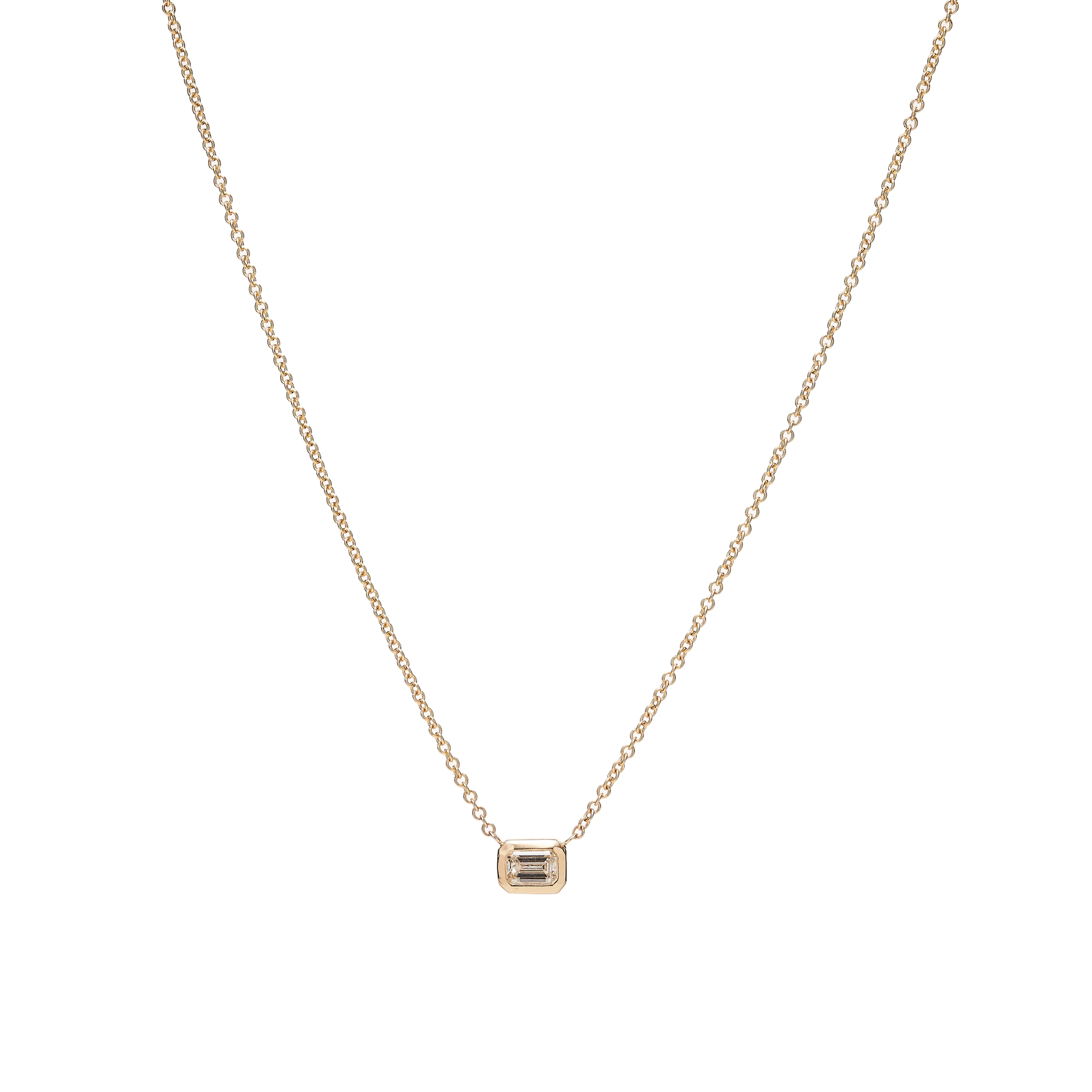 Métier Modern 18k Emerald Cut Diamond Necklace 16" - .30ct