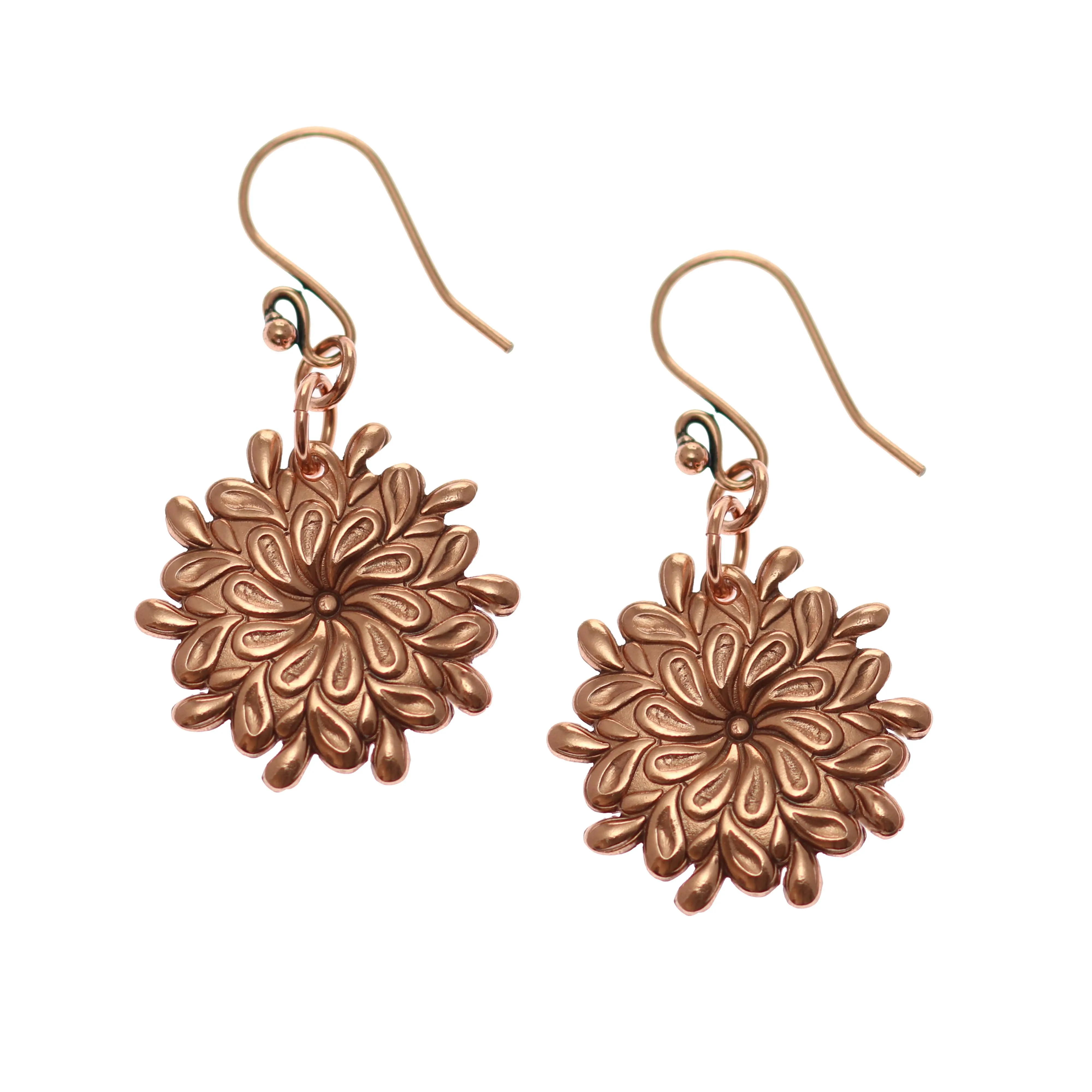 Paisley Burst Copper Drop Earrings