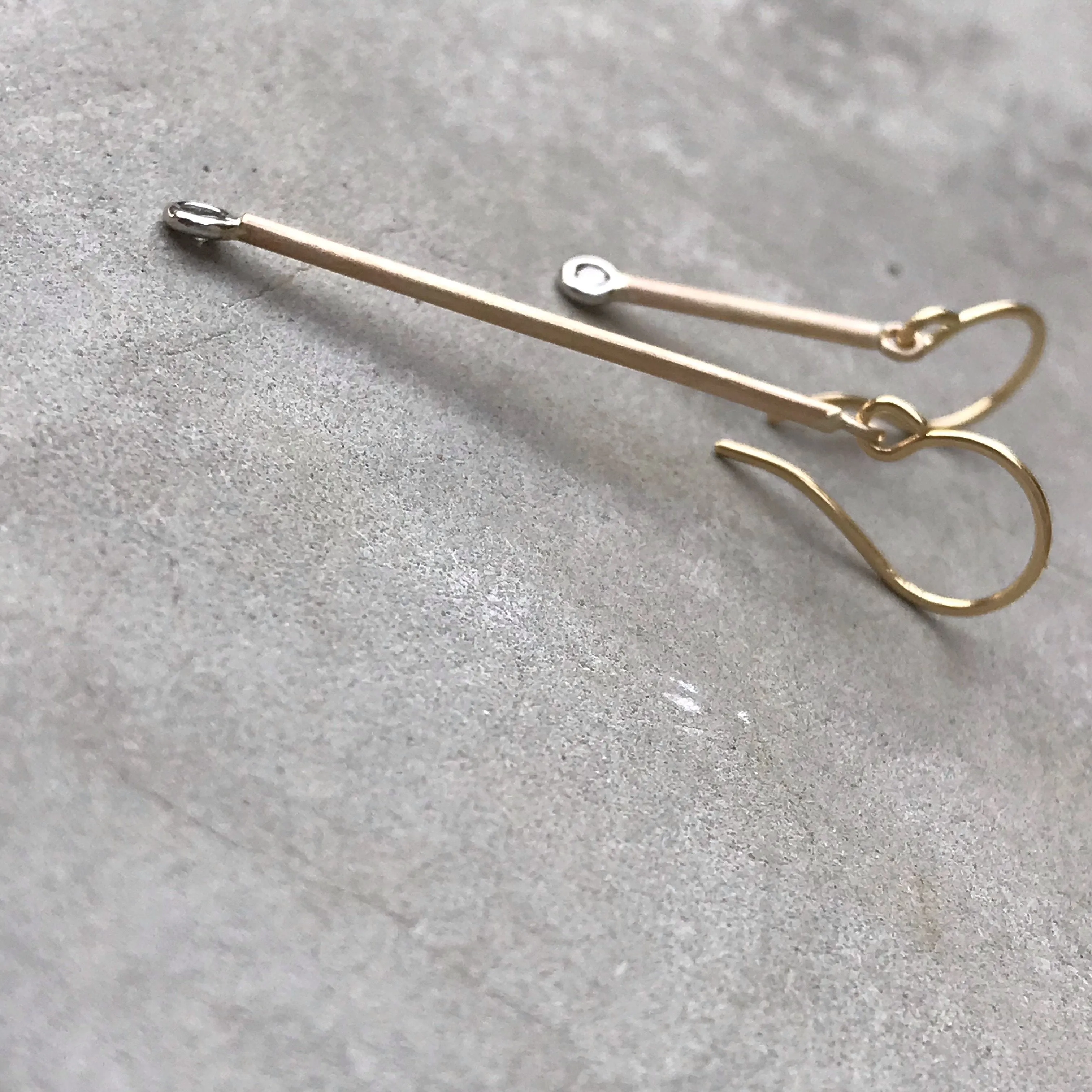 Pendulum Minimalist Rose Gold Diamond Earrings