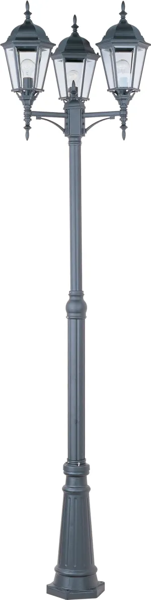 Poles 100" 3 Light Outdoor Post Mount in Black