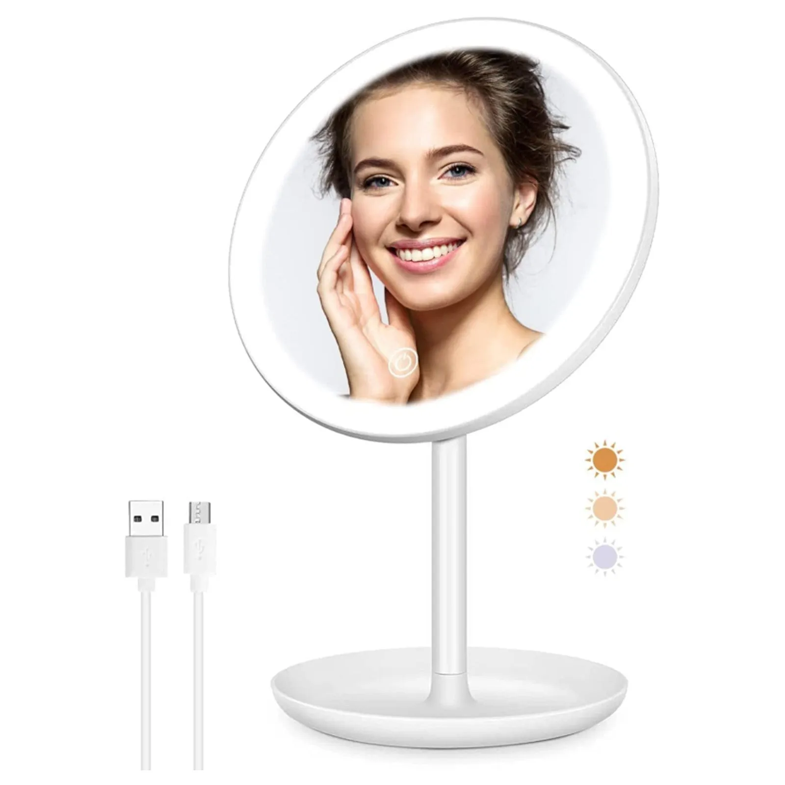 Rechargeable Lighted Makeup Mirror, 1X 10X Magnifying 50 LED Lights Vanity Mirror With Detachable Storage Tray