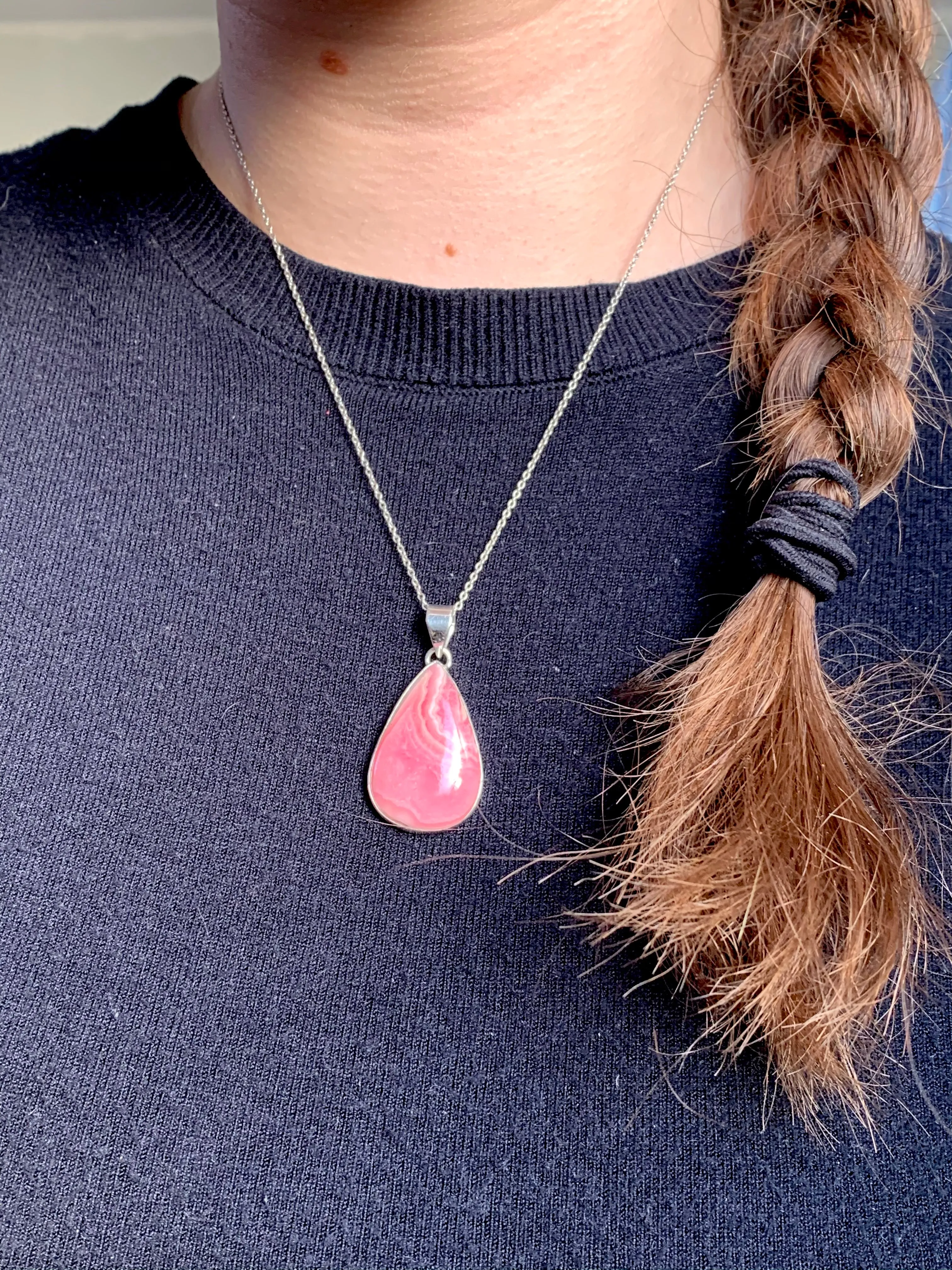 Rhodochrosite Akoni Pendant - Reg. Teardrop B