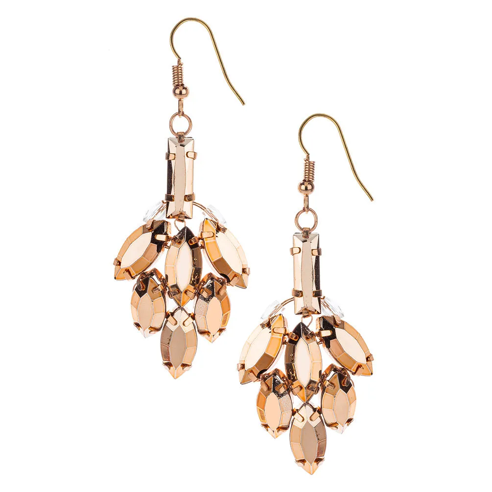 Rose Gold Gem Drop Earrings