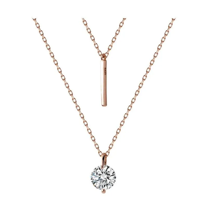 Scintillating Solitaire & Bar Layered Necklace