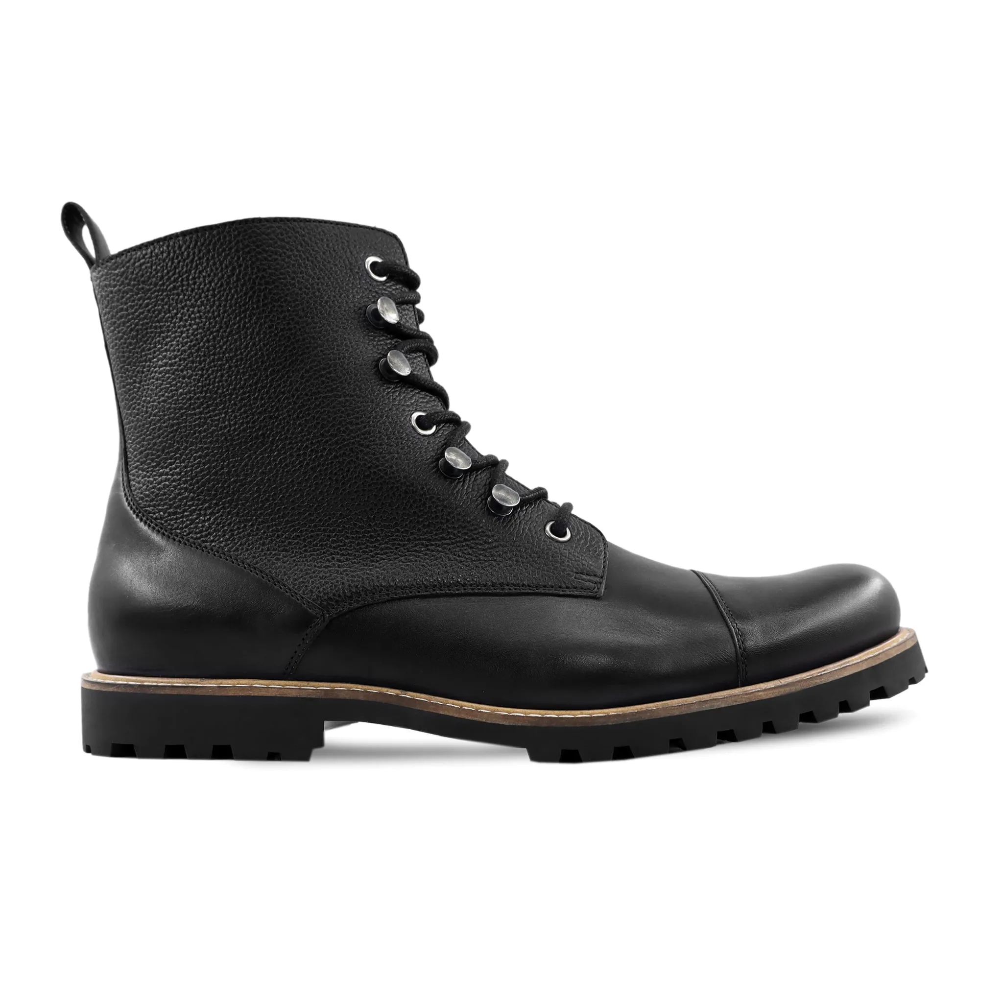 Shouta - Men's Black Calf and Pebble Grain Leather Boot